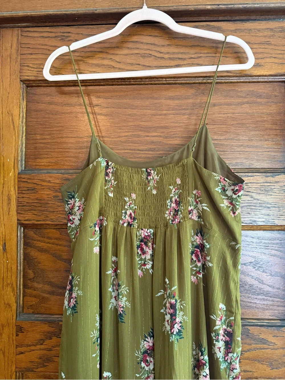 MADEWELL Cami Tiered Midi Dress Smocked Back Spaghetti Straps Flowy Loose US 10 - Picture 5 of 13